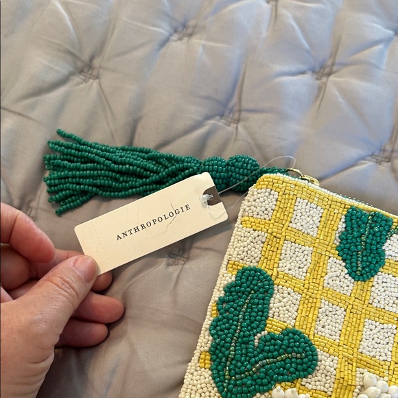 Anthropologie Beaded Clutch with Green and Yellow Design - Picture 4 of 9